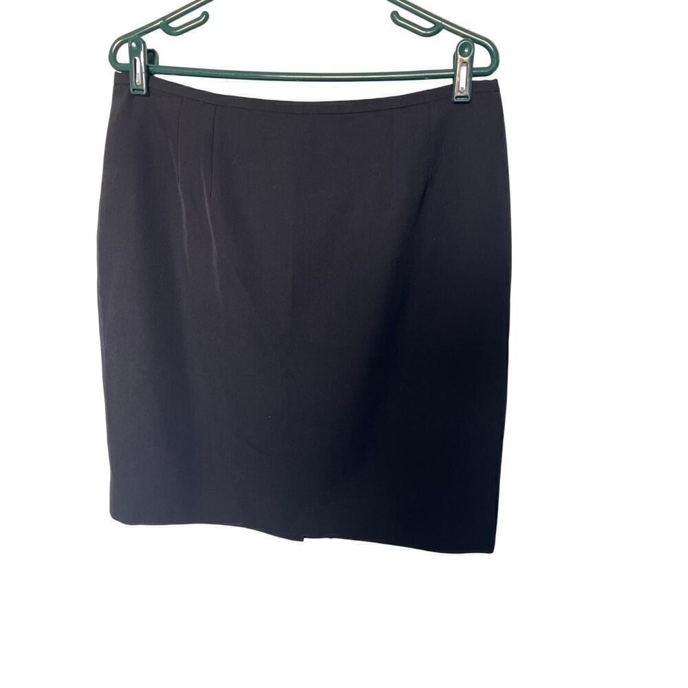 Jacqueline Feral Black Pencil Skirt with kick pleat size 16.
